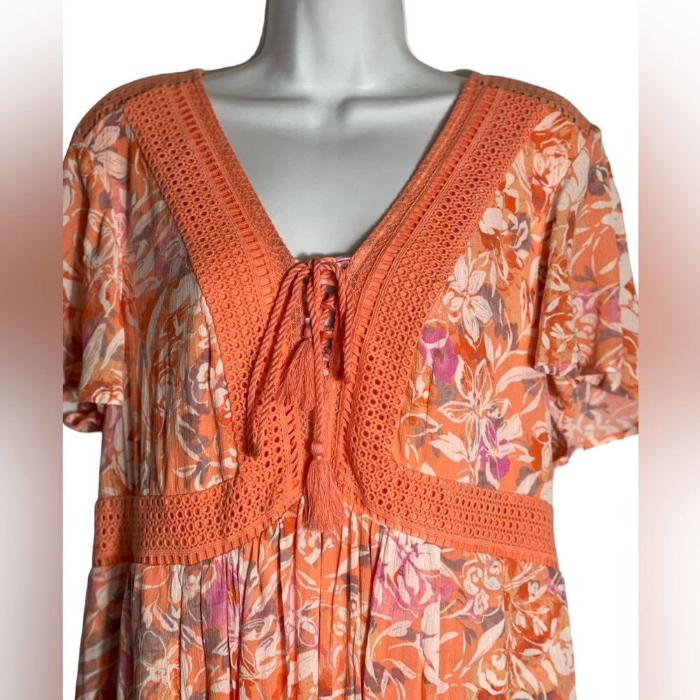TORRID dress size 1x stunning orange and white floral rayon summer dress 🧡 - Picture 5 of 8